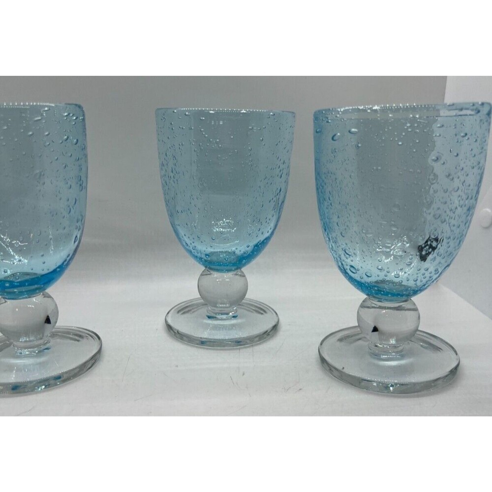 3 Schott Zwiesel Blue Water Goblets 6-1/8" clear heavy german glasses